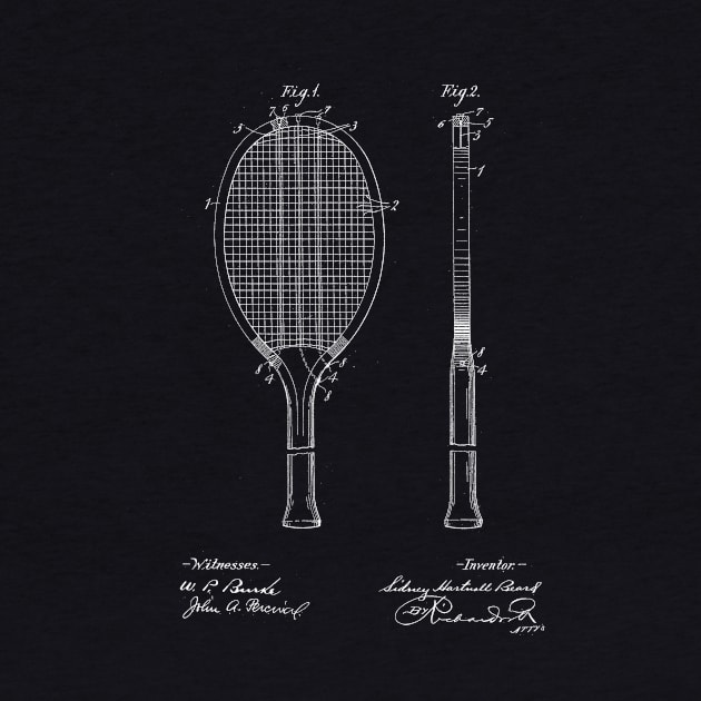 Tennis Racket Vintage Patent Drawing by TheYoungDesigns